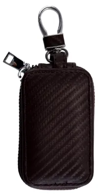 Produktbild von Kunstleder Autoschlüssel Tasche mit Reißverschluss, wasserdichter Schlüsselanhänger Organizer (8x2x5cm)