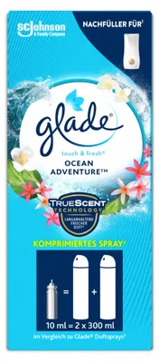 Produktbild von Glade by Brise Touch & Fresh Ocean Adventure, Automatisches Spray, Flüssigkeit, Zitrus, Ozean, Flasche, 10 ml