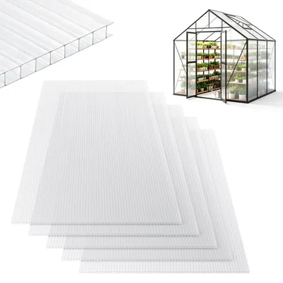 Produktbild von Vigevee 5x Polycarbonat Hohlkammerplatten 8mm Transparent Hohlkammerstegplatten UV-Beständigen Für Gewächshaus Carports