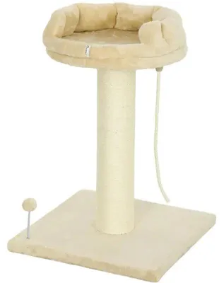 Image de Arbre à chat Kratzbaum - 5 niveaux - 55x55x83 cm - Poteaux en sisal - Jouets suspendus (balle et corde) - Plateforme rembourrée - Vert armée