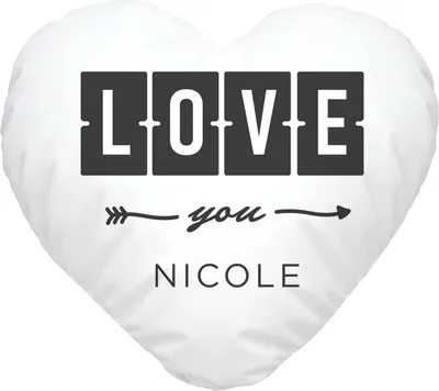 Produktbild von Herzkissen personalisiert Love you mit Wunsch-Name Geschenk Liebe Liebeserklärung SpecialMe® weiß Herz-Kissen