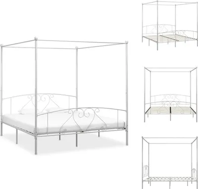 Produktbild von vidaXL Himmelbett-Gestell Weiß Metall 180 x 200 cm -  Betten & Bettgestelle