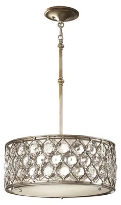 Immagine prodotto di Lampadario Contemporaneo Lucia In Acciaio Argento Brunito Cristallo 3 Luci E27