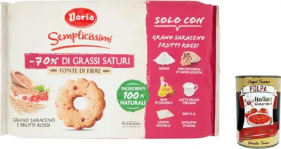 Produktbild von 12x Doria Biscotti con Frutti Rossi e Grano Saraceno, Kekse mit roten Früchten und Buchweizen 280g + Italian Gourmet polpa 400g
