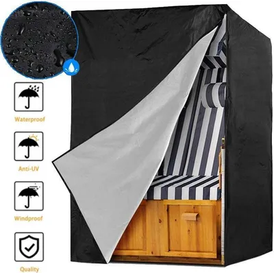 Produktbild von Strandkorb Schutzhülle Strandkorb Abdeckung aus 210D Oxford Winterfeste UV Beständig Wasserdichte Strandkorbhülle 135x105x175cm Schwarz
