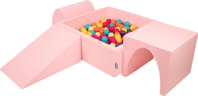 Produktbild von KiddyMoon Spielplatz Aus Schaumstoff Mit 200 Bälle 7cm Hindernisläufen Version 2 Quadrat Bällebad Mit Bunten Bällen Für Babys Und Kinder