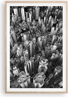 Produktbild von Gerahmtes Poster - Rahmen in heller Eiche - Wolkenkratzer mit Berge - 61x91,5 cm - Wand Bild - Wanddeko - Wandbilder - Kunstposter - Wandposter - Bilderrahmen - Bilder - Kunstdruck - P2NPA61x91-4453