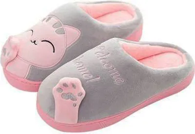 Produktbild von Kuschelige Katze Pantoffeln Warm Plüsch Hausschuhe Winter Bequeme Rutschfeste Slippers Herren Damen