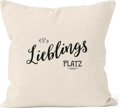 Produktbild von Kissenbezug Lieblingsplatz Geschenk Kissen-Hülle Deko-Kissen 40x40 MoonWorks® natur unisize