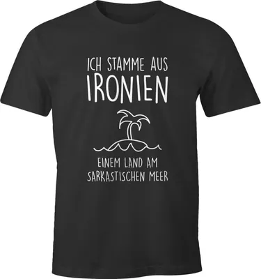 Produktbild von Herren T-Shirt Ich stamme aus Ironien einem Land am sarkastischen Meer Fun-Shirt Spruch Moonworks® anthrazit 4XL
