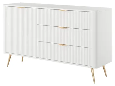 Produktbild von Kommode: 3 Schubladen, 1 Tür, Weiß, 138,2 x 38 x 81,2 cm