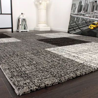 Produktbild von Designer Teppich Modern Kariert Kurzflor Design Meliert In Grau Creme Braun Grösse 230x320 cm