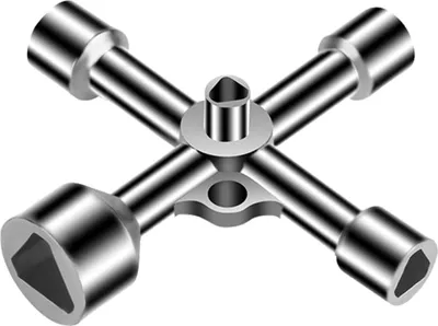 Produktbild von 4 Wege Dreikantschlüssel, 5 Größen (7mm/10mm/12mm/13mm/18mm Innendurchmesser), Universalschlüssel für Schaltkästen, Gas und Wasserzähler, Schränke, Robust und Vielseitig (Silber)