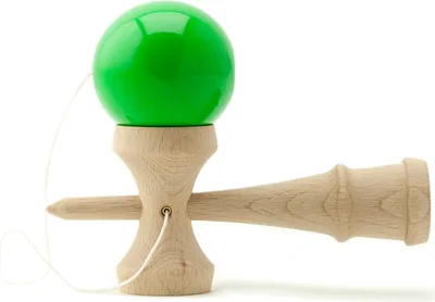 Produktbild von Kendama Geschicklichkeitsspiel mit grüner Kugel Holzspielzeug Holz-Kugelfangspiel japanisches Geschicklichkeitsspiel Spielzeug