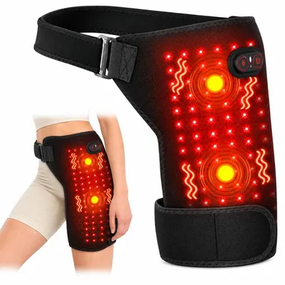 Produktbild von Rotlicht Oberschenkelbandage mit Wärme und Massage, 660 nm Rotlicht, 105 LEDs, 3 Heizstufen 46 bis 65 °C, 5000 mAh, USB