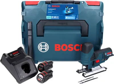 Produktbild von Bosch GST 12V-70 Professional Akku Stichsäge 12 V + 2x Akku 3,0 Ah + Ladegerät + L-Boxx