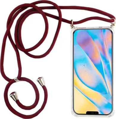 Produktbild von Handykette für Apple iPhone 12 / 12 Pro - Smartphone Necklace Hülle mit Band - Schnur mit Case zum umhängen in Rot