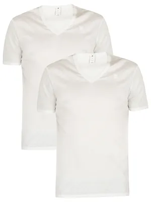 Produktbild von G-Star Herren 2er Pack Slim V-Neck T-Shirt, Weiß L
