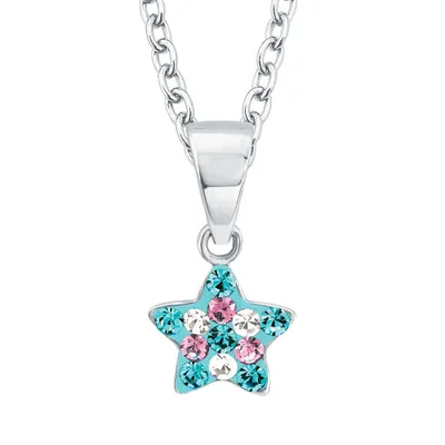 Produktbild von Lillifee Mädchen Halskette 2013183 Stern Silber 925 Preciosa türkis lila weiß