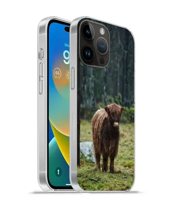 Produktbild von MuchoWow® Handyhülle Schutzhülle Hülle für Apple iPhone 14 Pro Max Schottischer Hochländer - Wald - Moos Silikon Softcase Handy Hülle - Hardcover