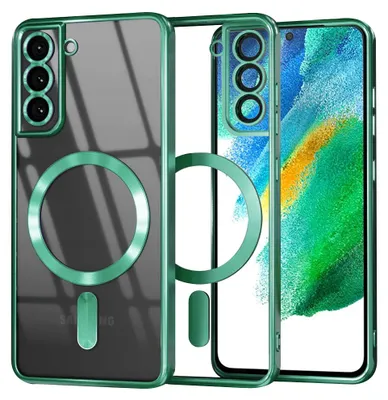 Produktbild von Techsuit Luxury Crystal Back Cover Hülle mit MagSafe für Samsung Galaxy S21 FE - Hellgrün