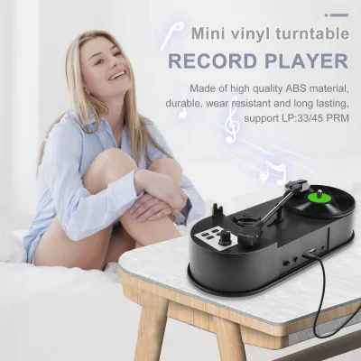 Zdjęcie produktu dla Konwerter z gramofonu 33/45 PRM LP na MP3 – konwerter płyt winylowych na MP3 z gramofonem, zasilaczem 5 V DC i gniazdem na kartę SD