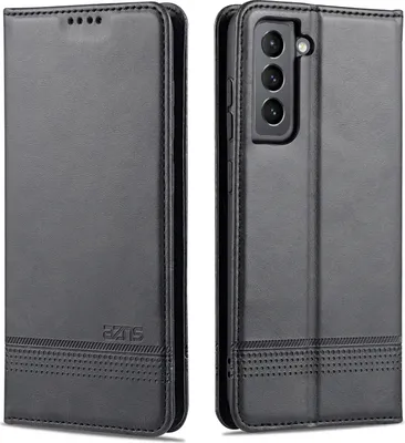 Produktbild von LaimTop LederHülle für Samsung S21 FE 5G, Klapphüllen Brieftasche Magnetverschluss Ständer Schutzhülle für Samsung Galaxy S21 FE 5G Schwarz