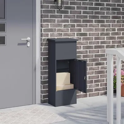 Produktbild von Paketbriefkasten mit Paketfach Anthrazit 44,5 x 29 x 110,5 cm, Paketbox für außen aus robustem Stahl, abschließbare Paketstation