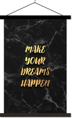 Produktbild von MuchoWow® Textilposter Zitat - Traum - Schwarz - Gold 120x180 cm mit schwarzem Rahmen - Fotos