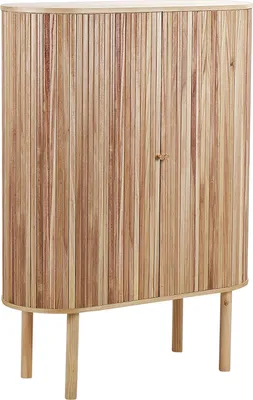 Produktbild von BELIANI Szafka jasne drewno fronty drewno paulownia MDF drzwiczki dwudrzwiowa z 4 półkami drewniane nóżki mebel do przechowywania w sypialni