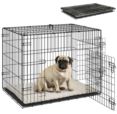 Produktbild von Hundekäfig klappbar für kleine Hunde 75 x 48,5 x 53 cm Schwarz
