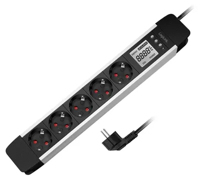Immagine prodotto di LogiLink LPS286: ciabatta LogiLink con display LCD, a 5 prese