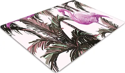 Produktbild von Stuhlunterlage Bürostuhlunterlage 120 cm x 90 cm Bodenmatte Bürostuhlunterlage - Flamingos in Palm.