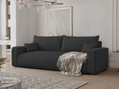 Produktbild von Sofa 3-Sitzer mit Schlaffunktion LUNA in Stoff Poso Schwarz