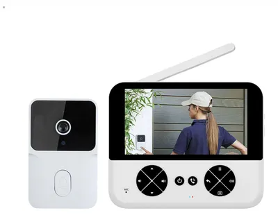 Produktbild von Zimilo Intelligente Video-Türklingel mit Monitor, Nachtsichtfunktion, 180 Tage Standby, Zwei-Wege-Audio, für sichere Haustürüberwachung, Weiß