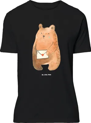 Produktbild von Mr. & Mrs. Panda Größe XL T-Shirt Bär Liebesbrief - Schwarz - Geschenk, Liebeskummer, Shirt, mit Spruch, Partner, Teddy, Vermissen, Freund, Tshirt, Freundin