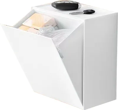Obrázok produktu pre Nástenná úložná krabička s odklápacím vekom, veľký úložný priestor na vatové tyčinky, dentálnu niť, vreckovky, biela