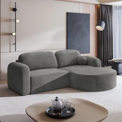 Produktbild von Masseno Ecksofa AMILIA M mit Schlaffunktion L-Form, Sofa mit Bettkasten, Wohnzimmersofa, Couch, Soffa, Bettsofa, Couchgarnitur- Grau, MONOLITH 85
