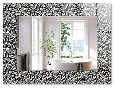 Produktbild von Schwarze und weiße Ornamente – Rechteckiger Spiegel mit Druck 80x60 cm – Modern - Dekorativ für die Wand