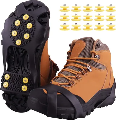 Produktbild von Schneespikes Für Schuhe, 15 Stück, Schwarz, TPE-Material Mit Stahlspitzen, Für Winterwandern Und Eisangeln