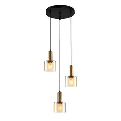 Zdjęcie produktu dla Żyrandol Italux Santia nowoczesny miedziany PND-65342-3A-BRO+AMB