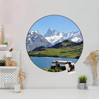 Produktbild von Design Stahlmagnettafel Schwarz Rund 47cm Alpen