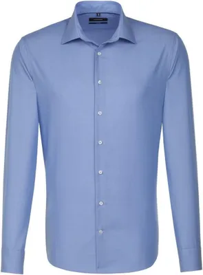 Immagine prodotto di Seidensticker Schwarze Rose - Sartoriale - Camicia da uomo a maniche lunghe non stirata con colletto Kent (01.241600), colore:Blu medio (14), taglia:44