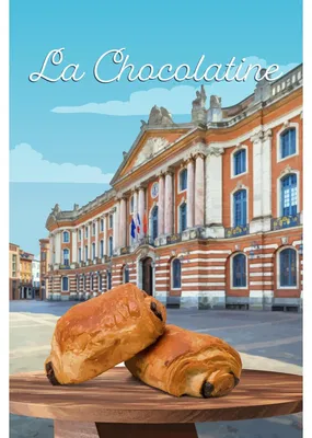 Image de Tableau mural encadré illustration chocolatine 65x97 cm, Tableau mural moderne pour décoration intérieure
