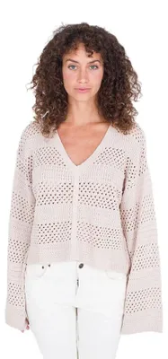 Immagine prodotto di Maglione da donna Hurley Easy Times, lavorato a uncinetto, modello pullover, colore Moonlight, taglia S