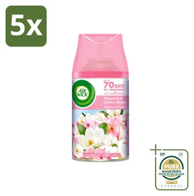 Obrázek produktu pro 5 kusů náplně do automatického osvěžovače vzduchu Air Wick Freshmatic – vůně magnolie a třešňových květů – 250 ml – balení