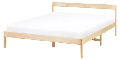 Produktbild von BELIANI Bett Hellbraun Kiefernholz mit Lattenrost 140x200 cm Kopfteil ohne Fußteil Schlicht Skandi Design Schlafzimmer Holzbett Doppelbett