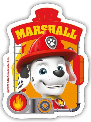 Produktbild von Spreadshirt Paw Patrol Marshall Charakterdesign Sticker Aufkleber, 10 x 10 cm, Mattweiß
