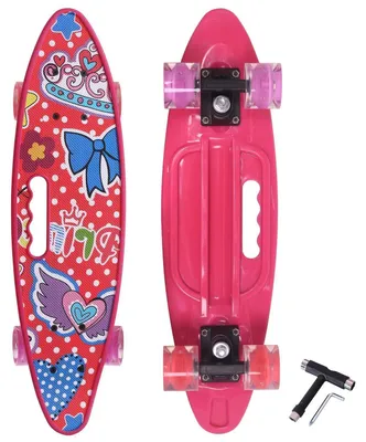Produktbild von Mini Cruiser Skateboard 22 Zoll Lila mit bunten leuchtenden PolyurethanRädern für Kinder Anfänger