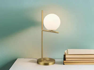 Produktbild von Trio Leuchten - Art Deco Art Deco Tischlampe Gold I Messing mit Opalglas - Flore I Wohnzimmer I Schlafzimmer - Stahl Länglich I Rund - LED geeignet E14